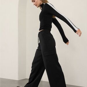 Athleta Black Wide-Leg Joggers